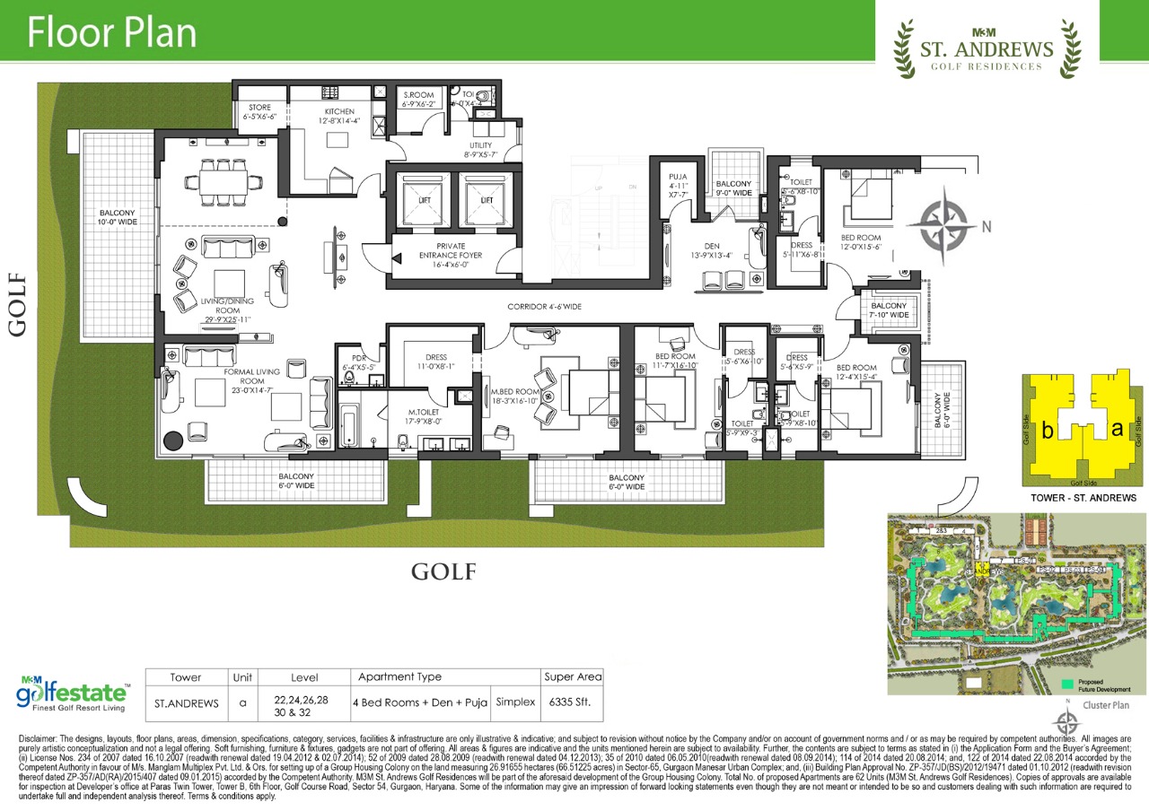 Floor plan of M3M Golf estate St Andrews 6335 Sqft